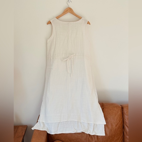 Sleeveless cotton mix maxi dress - fully lined - white - no tag - M - Picture 6 of 6